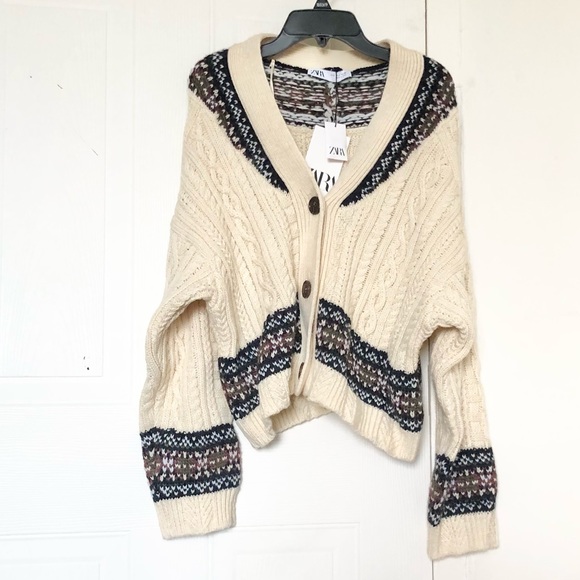 Zara Oversized Jacquard Cardigan - Picture 9 of 11